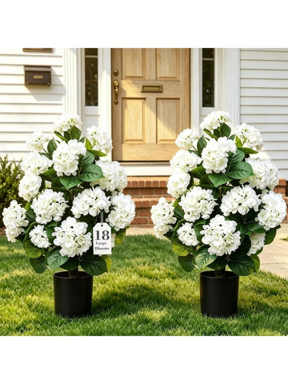Set of 2 UV Resistant 32" Faux Hydrangea Trees - Potted Topiary Home Decor